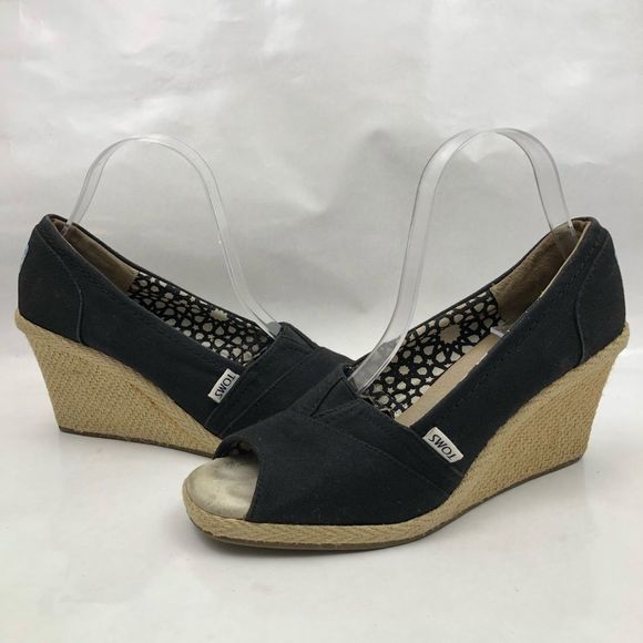 TOMS Canvas Espadrille wedge shoes - Picture 2 of 8